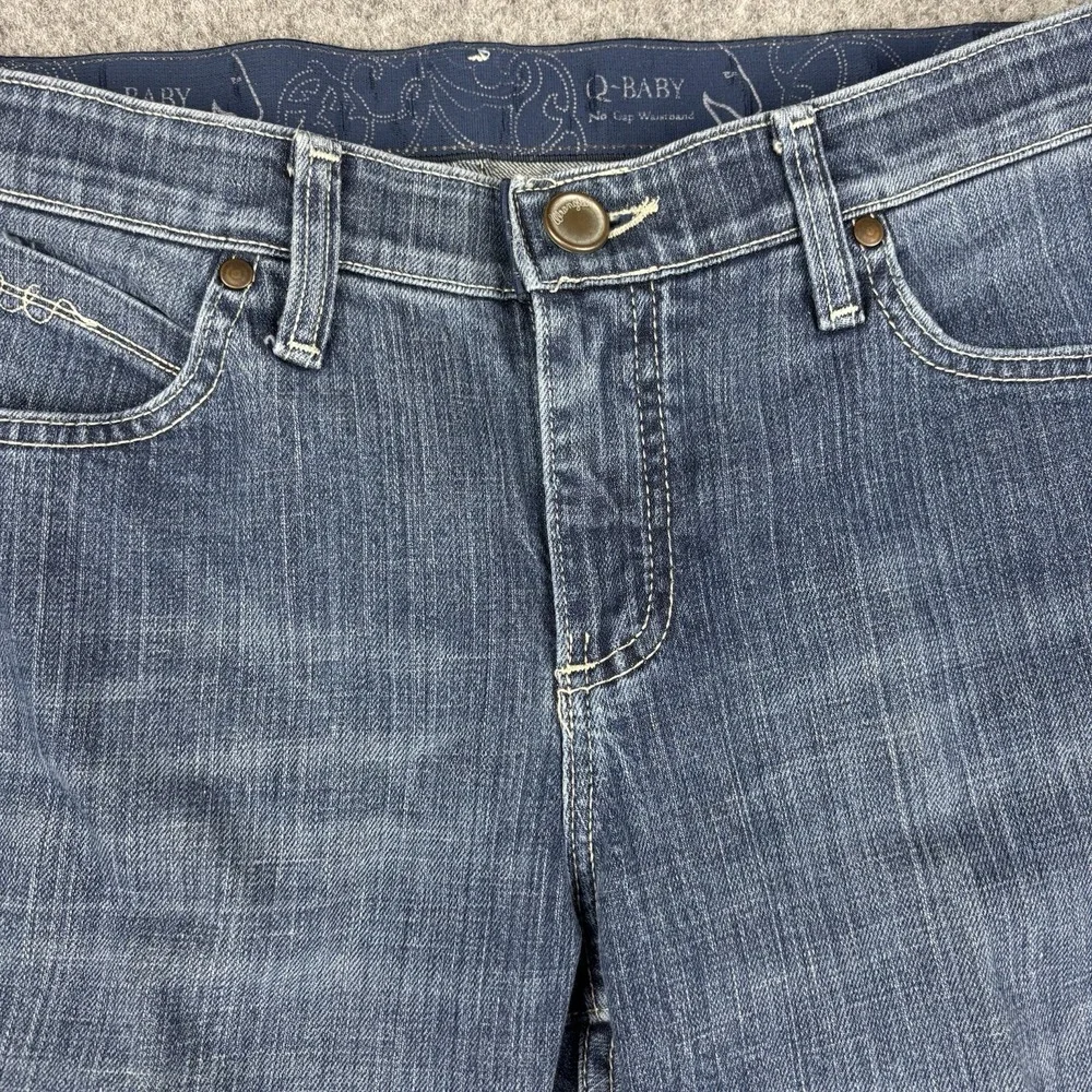 Wrangler Q-Baby Jeans Womens‎ 7/8x32 Western Bootcut Rodeo Distressed Blue Denim